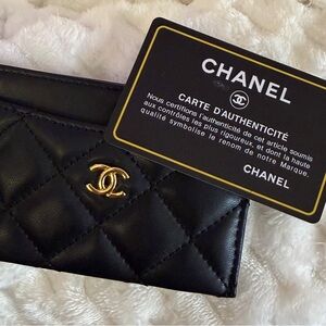 Chanel Black Quilted Leather Card Holder/Wallet - Brand New - Authenticity